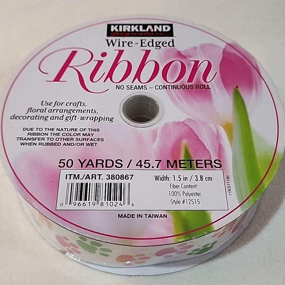 3 Rolls Kirkland Wire-edged Ribbon, 1-1/2